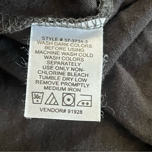 Woman Within Women Blouse Black Round‎ Tie Neck 3/4 Sleeve Witchy Goth Top Read - Picture 9 of 11